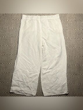 Classic White Linen Pants elastic waist size L summer spring vacation